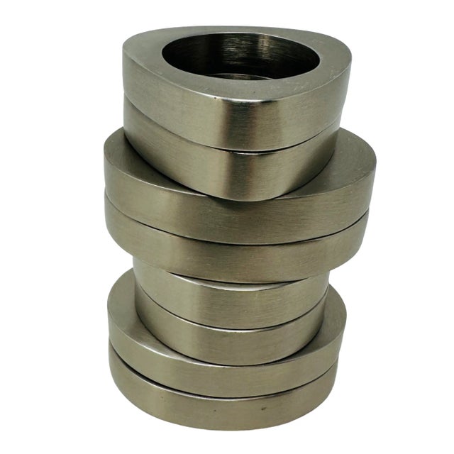 Metal Vintage Pottery Barn Solid Stainless Steel Napkin Rings a Set of 8 For Sale - Image 7 of 11