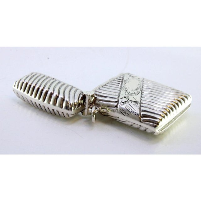 Silver Matchbox with Bias-Cut Fluted Bands For Sale - Image 6 of 7
