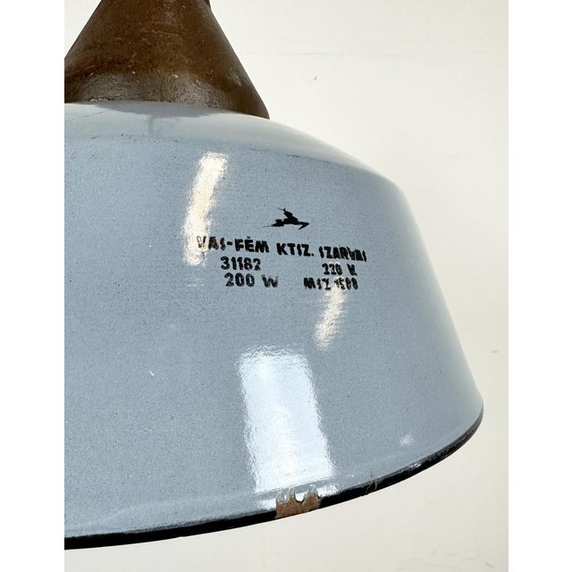 Paint Industrial Grey Enamel and Cast Iron Pendant Light, 1960s For Sale - Image 7 of 17