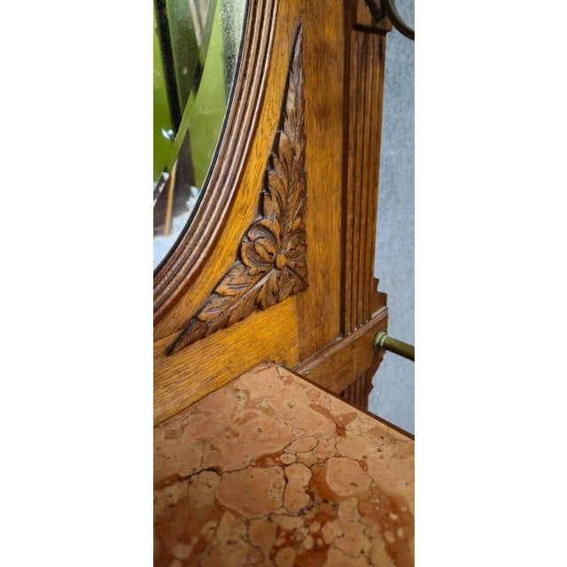 Antique Renaissance Oak Coat Rack with Mirror For Sale - Image 3 of 10