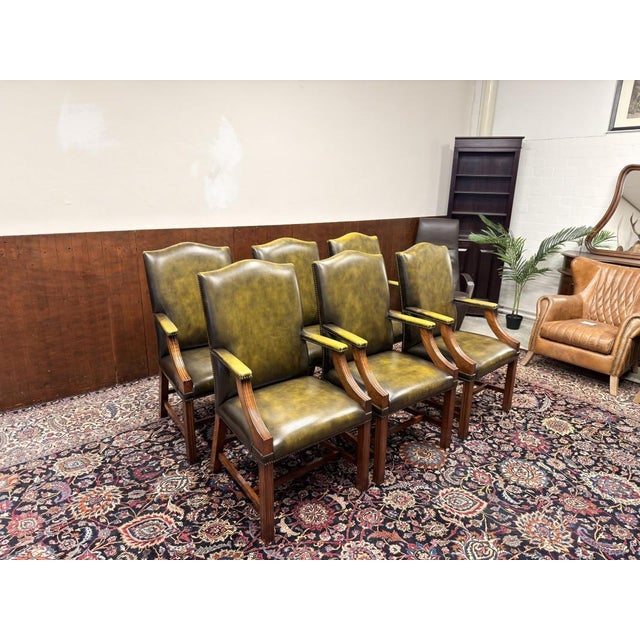 English Chesterfield President Chairs, Set of 6 For Sale - Image 3 of 13