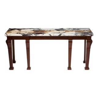 George III Style Marble Top Mahogany Serving / Console Table, Early 20th Century For Sale