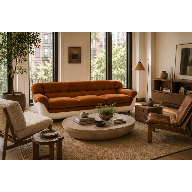 An exceptionally rare and sculptural example of Brazilian late modernism, this iconic “VIP” sofa was designed by Jorge...