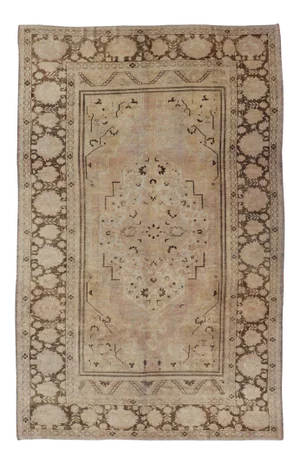 Vintage Oushak Rug With Muted Neutral Colors in Tan, Beige, Taupe, Gray & Brown