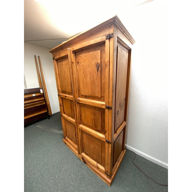 Mission Style Large Pine Office Armoire | Chairish