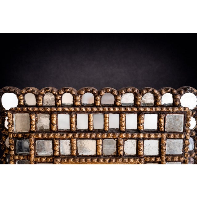 Wood Peruvian Baroque Rectangular Sunburst Mirror, 1890-1920s, Unknown For Sale - Image 7 of 13