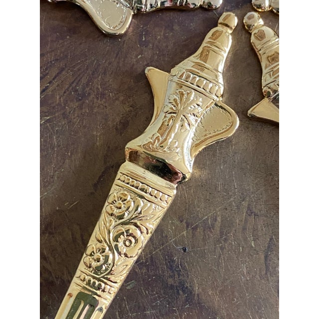 Metal Gold Demitasse Spoons With Impressed Palms, Set of 6 (Japan) For Sale - Image 7 of 10