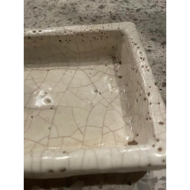 Etched Crystal Water Glass With a Pottery Tray, Accented With a Raven For Sale - Image 6 of 7