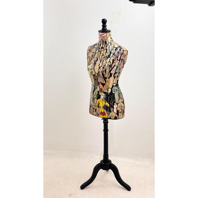 Wooden Mannequin Bust with Fashion Collages, Paris, 1970s For Sale - Image 16 of 18