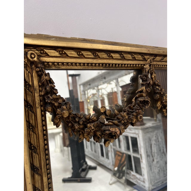 Louis XVI Style Console and Interior Mirror in Gilded Wood, Set of 2 For Sale - Image 14 of 18