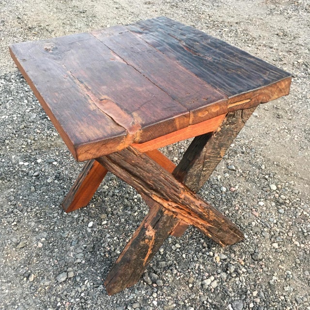 Late 19th Century Reclaimed Teak Wood End Table From Antique Vessel For Sale - Image 5 of 13