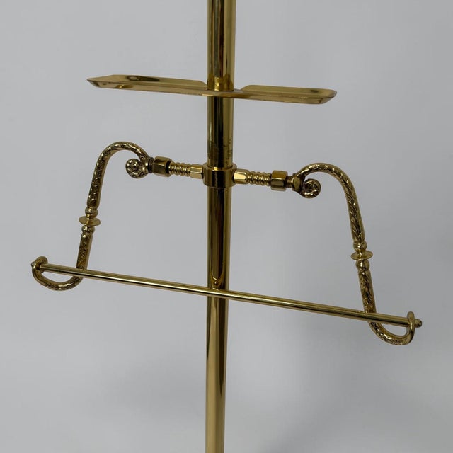 Vintage Mid Century Gentlemens Valet Brass Gentlemens Butler Coat Floor Stand For Sale - Image 4 of 12