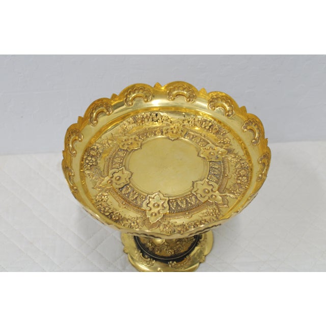 Gilded Brass Compote W/ Repousse Made by Martin Hall & Company For Sale - Image 4 of 8