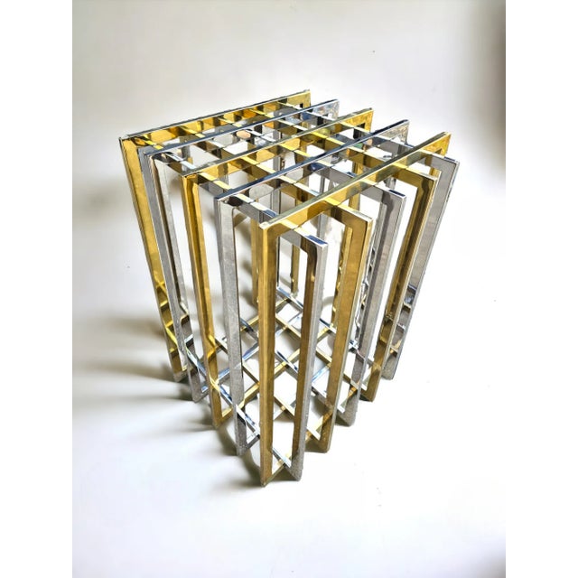 1970s 1970s Pierre Cardin Geometric Chrome & Brass Cage Dining Table For Sale - Image 5 of 11
