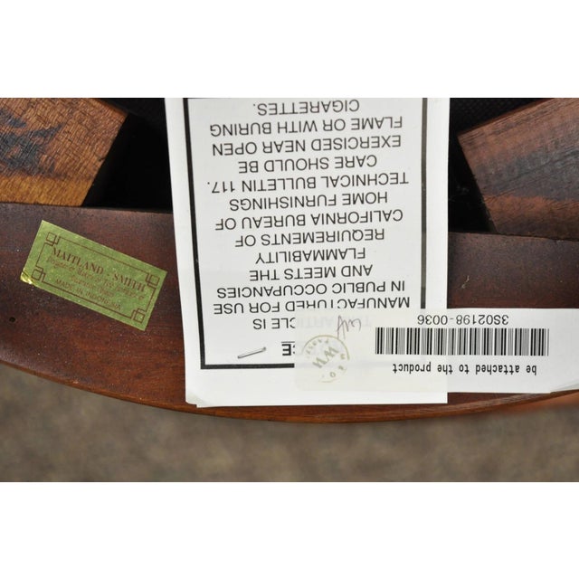 Maitland Smith Marquetry Inlay Leather Mahogany Game Table & 4 Shield Back Chair For Sale - Image 14 of 18