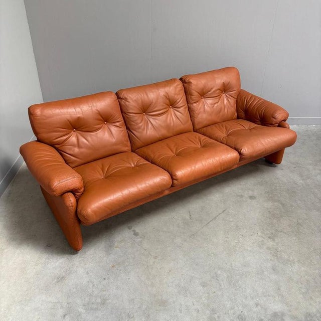 Vintage Coronado Three-Seater Sofa in Cognac Leather from B&B Italia, Italy, 1960s For Sale - Image 5 of 16