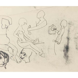 Mino Maccari, Figures, 1965, Charcoal For Sale