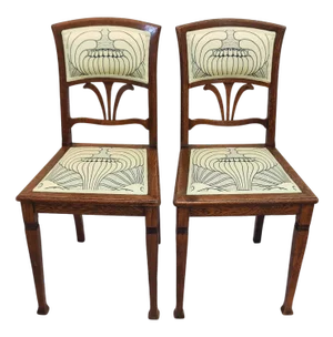 Set of Art Nouveau Oak Side Chairs, 1890s