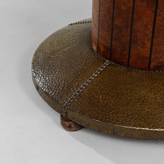 1920s French Oval Art Deco Dining Table With Inlaid Top and Brass Base For Sale - Image 12 of 18