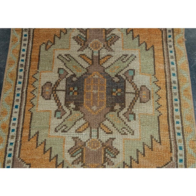 Early 21st Century Turkish Mini Rug Oriental Hand Knotted Vintage Rug 1'8" x 3' #20734 For Sale - Image 5 of 8