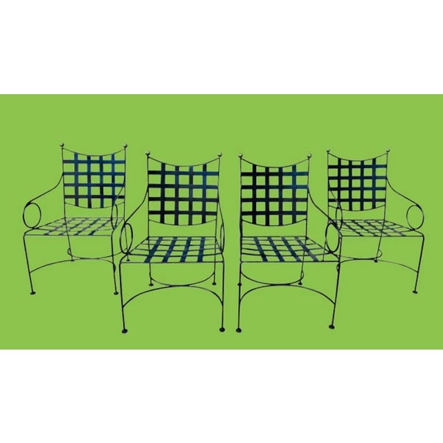 Metal Mid 20th Century Mario Papperzini Style Iron & Bronze Garden Dining Chairs- Set of 4 For Sale - Image 7 of 9