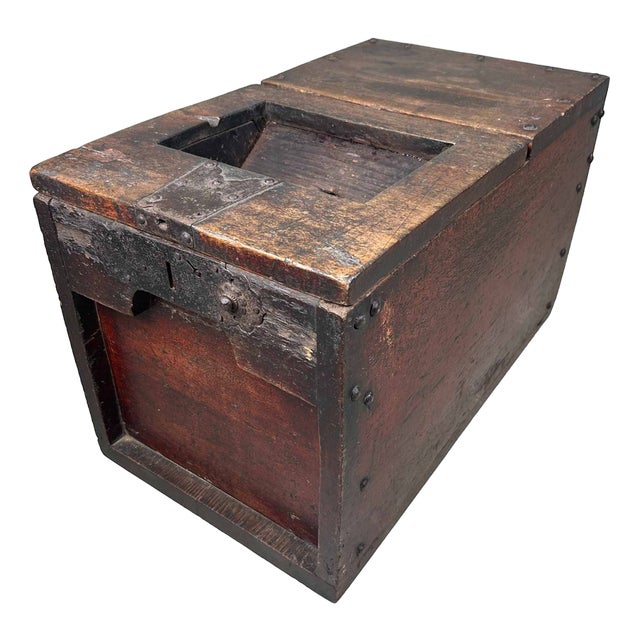 Antique Wooden Zenibako Temple Offering Box, 1890s For Sale