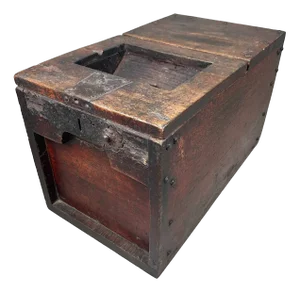 Antique Wooden Zenibako Temple Offering Box, 1890s