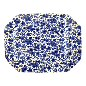 Vintage Burleigh "Arden" Blue Floral Ironstone Octagonal Serving Platter