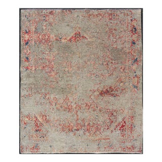 Distressed and Rustic Looking Antique Persian Mahal Rug With Red 5'2 X 6'5 For Sale