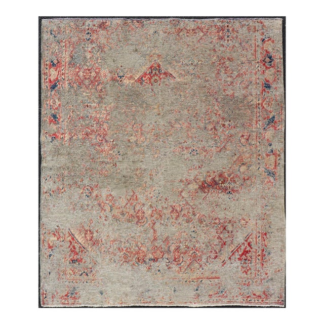 Distressed and Rustic Looking Antique Persian Mahal Rug With Red 5'2 X 6'5 For Sale