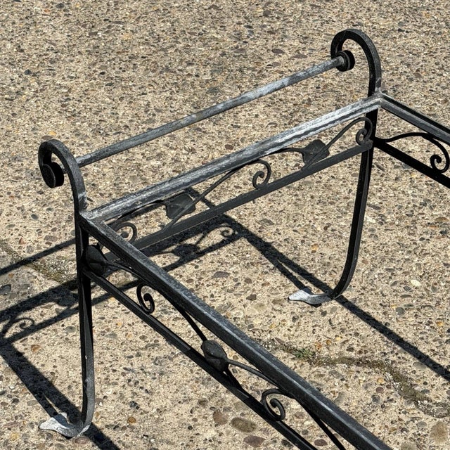 Vintage Salterini Art Nouveau Wrought Iron Garden Patio Rectangular Coffee Table For Sale In Philadelphia - Image 6 of 12