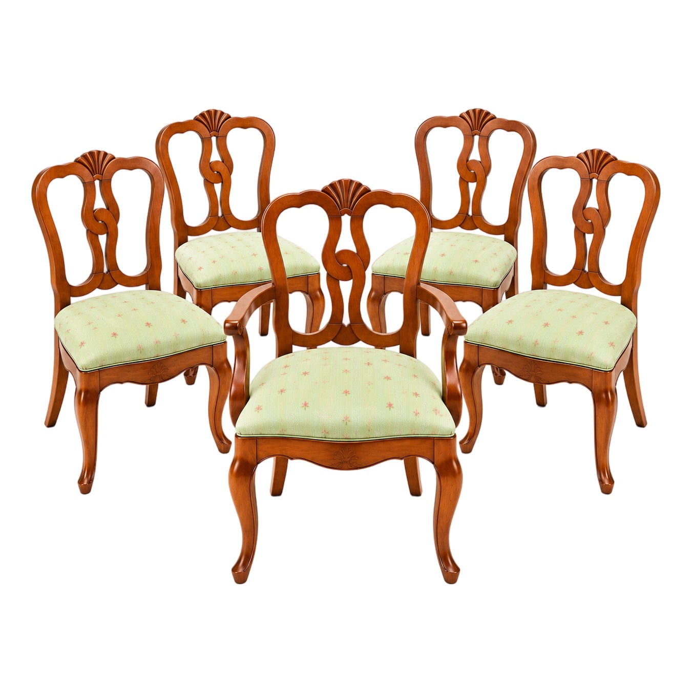 1970s Vintage Italian Chippendale Walnut Dining Chairs With Bee Silk ...