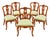 1970s Vintage Italian Chippendale Walnut Dining Chairs With Bee Silk Upholstery - Set of 5 For Sale