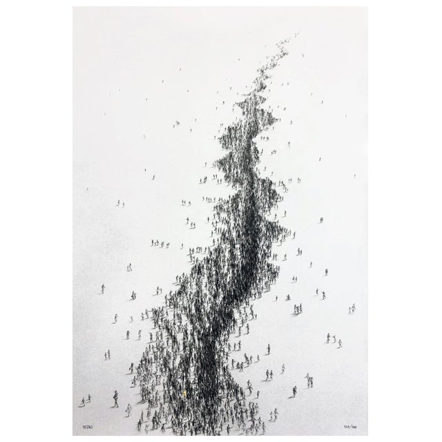 Unique UV pigment print on a 6-colour silkscreen printed background 410gsm Somerset Tub-sized Radiant white 100% cotton...