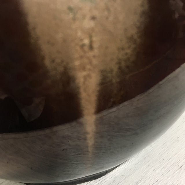 Glazed Brown & Gold Pottery Vase For Sale - Image 9 of 9