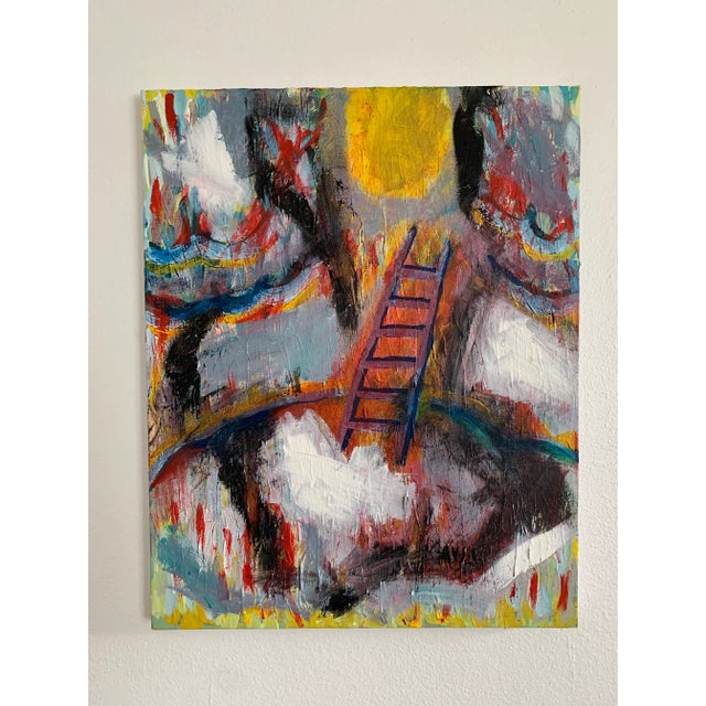 Orange Contemporary Modern Abstract Mixed-Media Painting on Canvas For Sale - Image 8 of 8