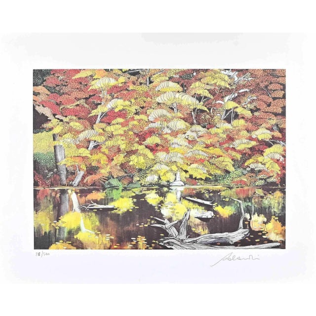 Rolandi (Maurizio Coccia), Beside the Lake, Screen Print, 1980s For Sale - Image 3 of 3