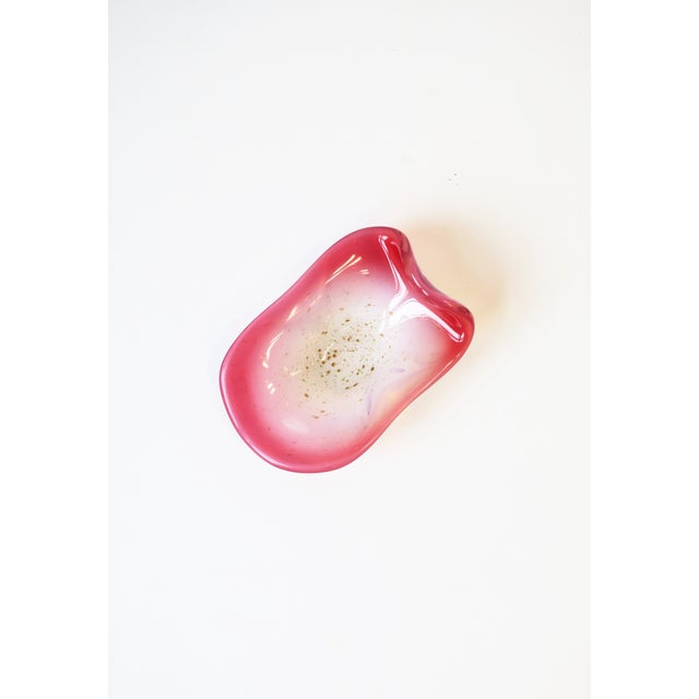 Italian Murano White Opaline, Pink and Gold Art Glass Bowl Attrib. Fratelli Toso Co. For Sale - Image 13 of 13