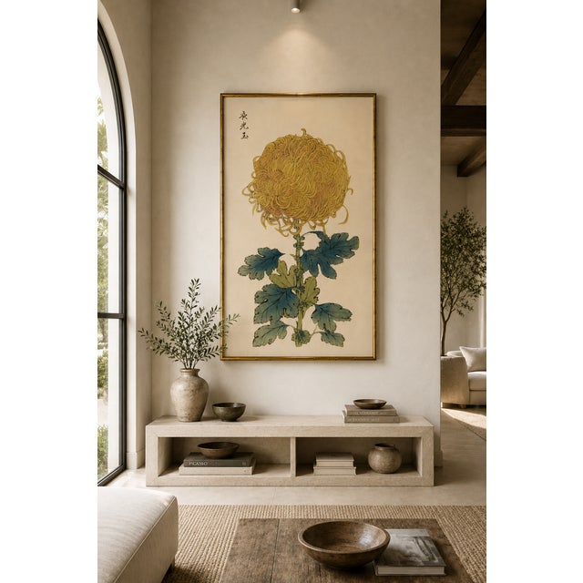 Paper Gold Mum by Hasegawa, Vintage Japanese Botanical Art Print, 20" X 30" For Sale - Image 7 of 10