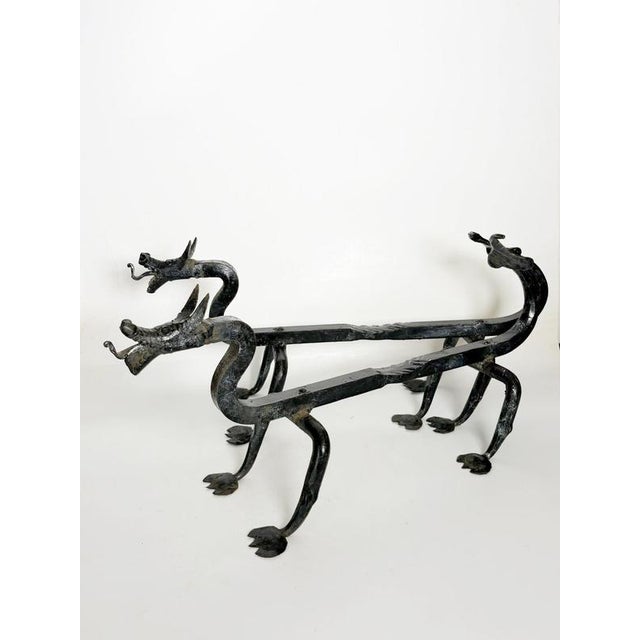 Cast Iron Andirons from Edouard Schenck, France, 1950s, Set of 2 For Sale - Image 3 of 12