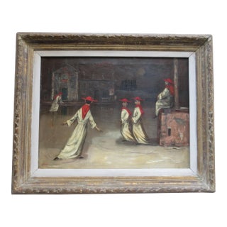 Iceskating Cardinals Under the Moon at the Cathedral by Louis Bosa For Sale