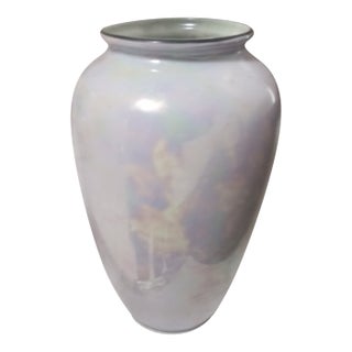 Antique Stunning Opalescent Irridescent White Mother of Pearl Art Glass Vase Checho-Slavakia 7" 19th Century For Sale