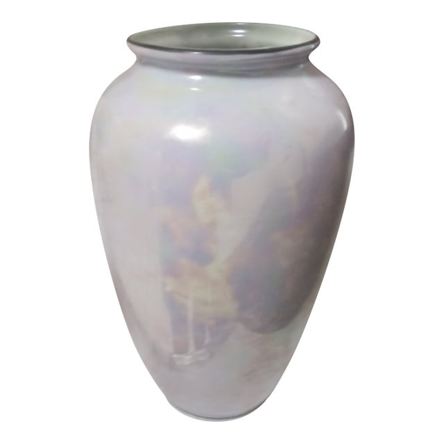 Antique Stunning Opalescent Irridescent White Mother of Pearl Art Glass Vase Checho-Slavakia 7" 19th Century For Sale