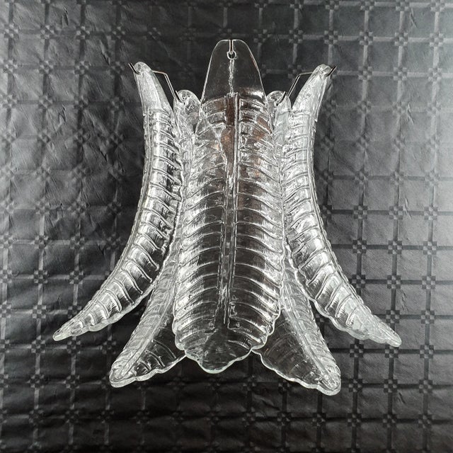 1980s Vintage Art Deco Palmetta Model Wall Lamp with Murano Glass, Italy, 1985 For Sale - Image 5 of 5