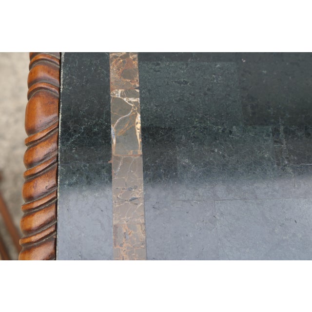 1990s Tessellated Marble Banded and Carved Walnut Console Table For Sale - Image 14 of 17