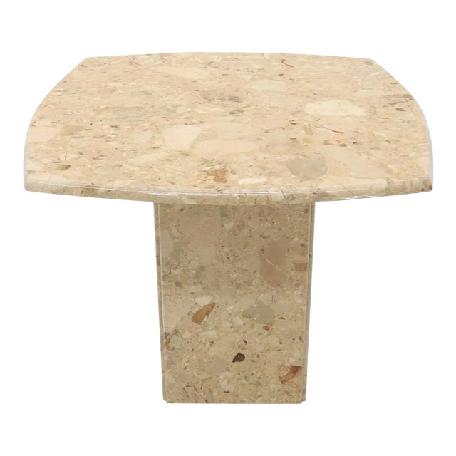Travertine Rounded Square Side Occasional Coffee Table Stand For Sale
