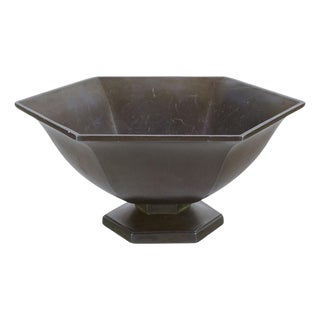 Hexagonal Bowl on Foot in Disko Metal by Just Andersen, Denmark, 1930s For Sale