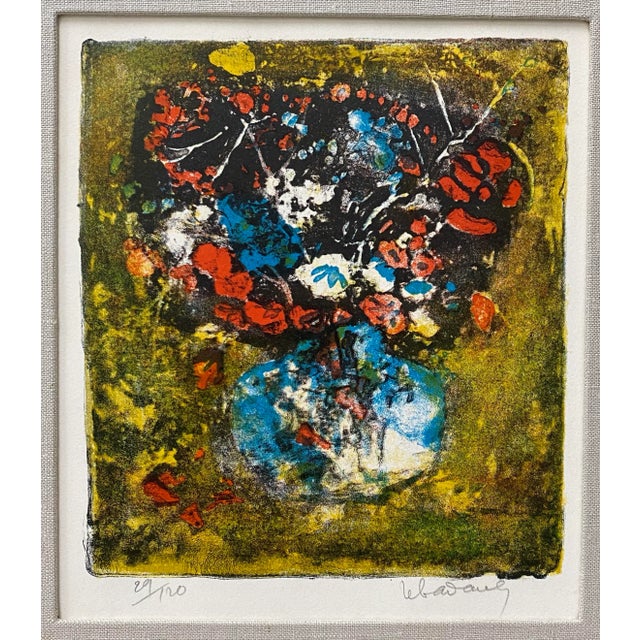 Dang (Hoi) Lebadang Floral Still Life Lithograph C.1970 Lithograph dimensions 7" wide x 7.75" high Frame dimensions 17"...