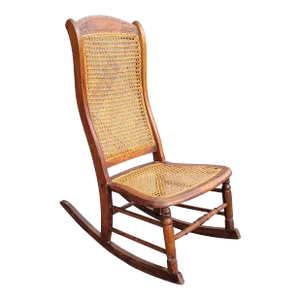 Victorian Style Walnut With Cane Seat and Back Rocker