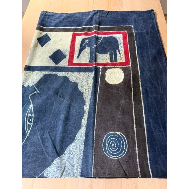 VTG Africa Decorative Panno Cotton Canvas Hand Printed For Sale - Image 4 of 5
